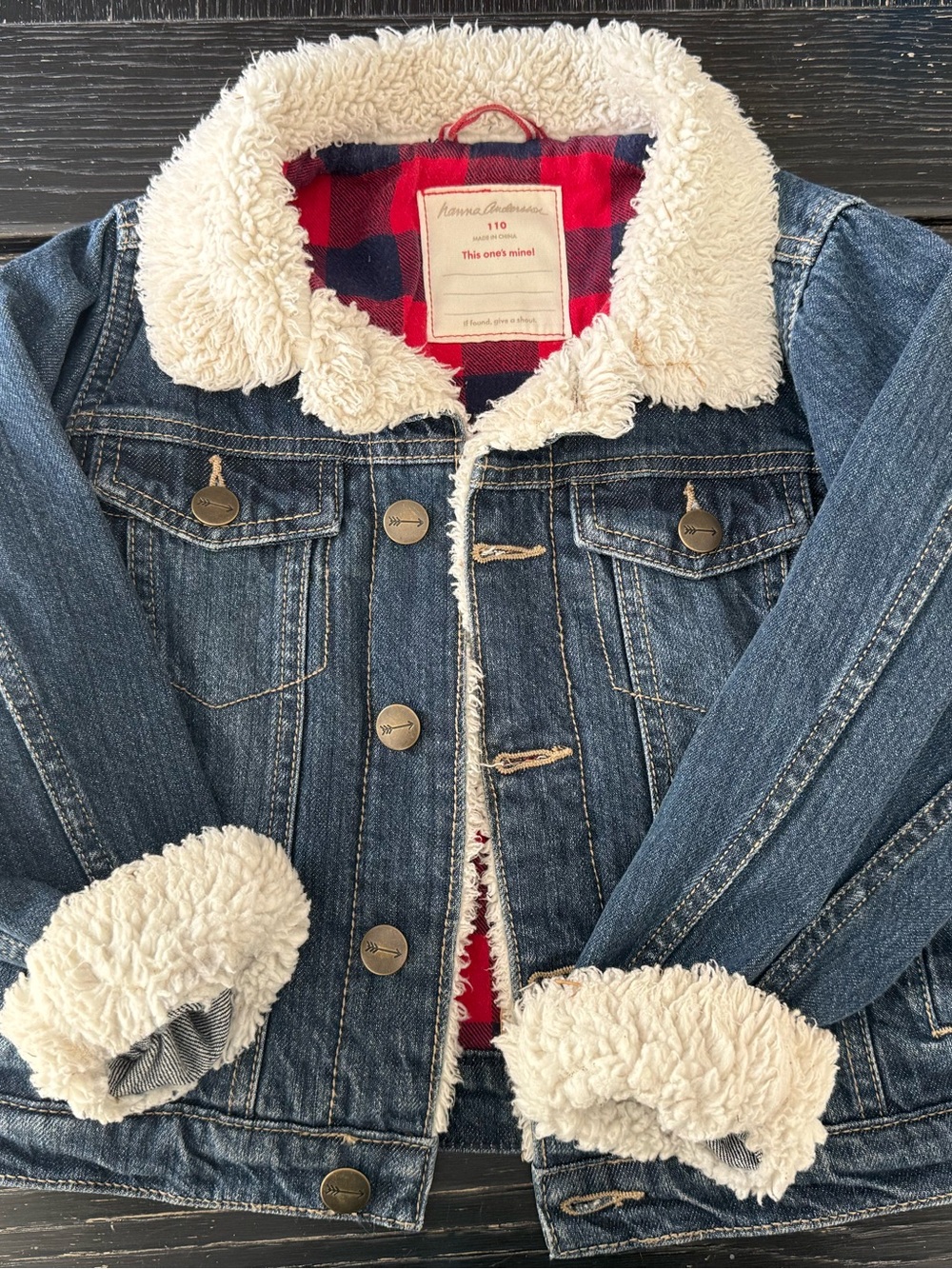 Hanna Andersson Denim Sherpa-Lined Kids Jacket - child size 5
